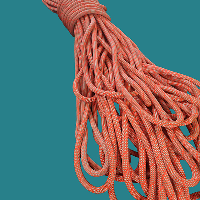 An orange Mammut 9.8MM 60M crag classic rope